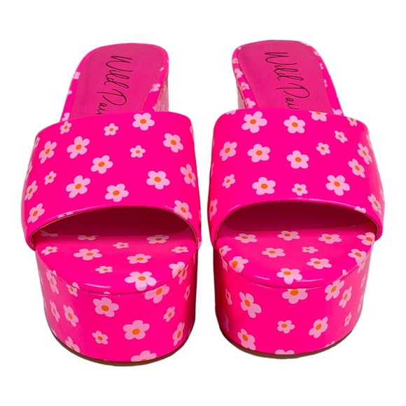 Melborne Platform Sandals Pink Daisy Slip On - Picture 6 of 9